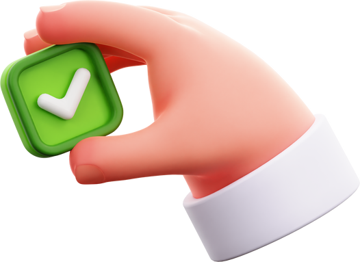 3D Hand Holding Verified Icon Illustration