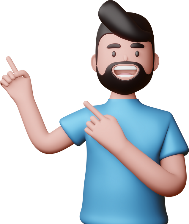 Happy Men Pointing Fingers, 3D Rendering.